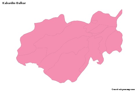 Contoh Peta untuk Kabardin-Balkar (merah jambu,garis besar)