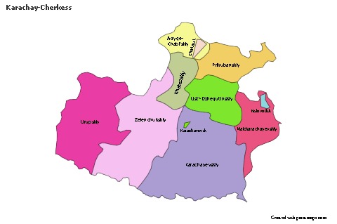 Contoh Peta untuk Karachay-Cherkess (berwarna)