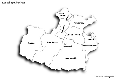 Contoh Peta untuk Karachay-Cherkess (hitam-putih,bayangan)