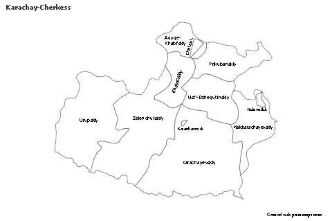 Contoh Peta untuk Karachay-Cherkess (hitam-putih)