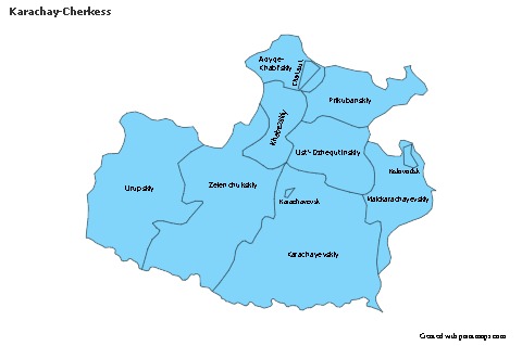 Contoh Peta untuk Karachay-Cherkess (biru)