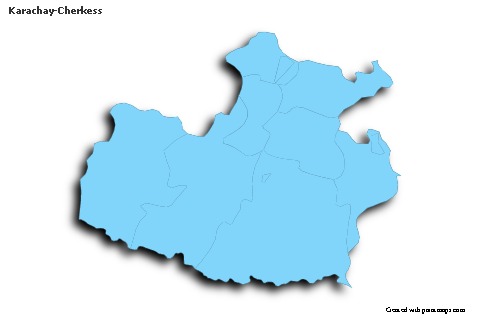 Contoh Peta untuk Karachay-Cherkess (biru,garis luar,bayangan)