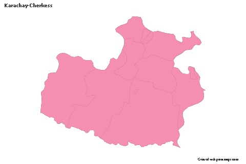 Contoh Peta untuk Karachay-Cherkess (merah jambu,garis besar)