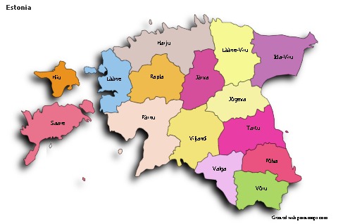 Sample Maps for Estonia (colored,shadowy)