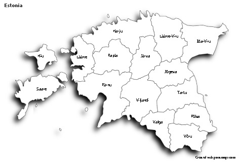 Sample Maps for Estonia (black-white,shadowy)