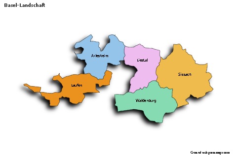 Contoh Peta untuk Basel-Landschaft (berwarna,bayangan)