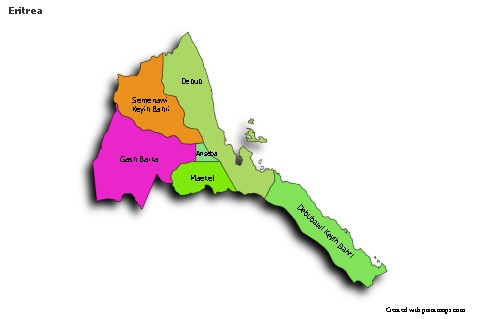 Sample Maps for Eritrea (colored,shadowy)