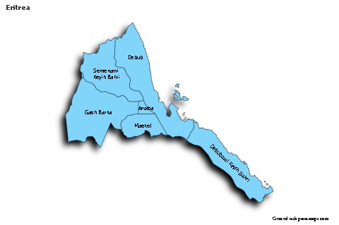 Sample Maps for Eritrea (blue,shadowy)
