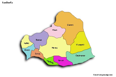 Mapas de muestra para Sanliurfa (coloreado,sombrío)
