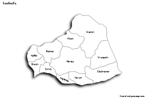 Mapas de muestra para Sanliurfa (blanco-negro,sombrío)