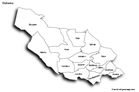 Mapas de muestra para Dalarna (blanco-negro,sombrío)
