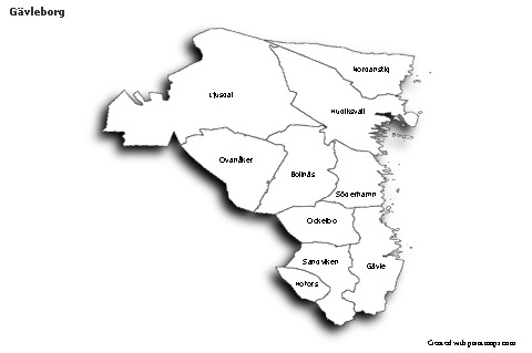 Sample Maps for Gävleborg (black-white,shadowy)