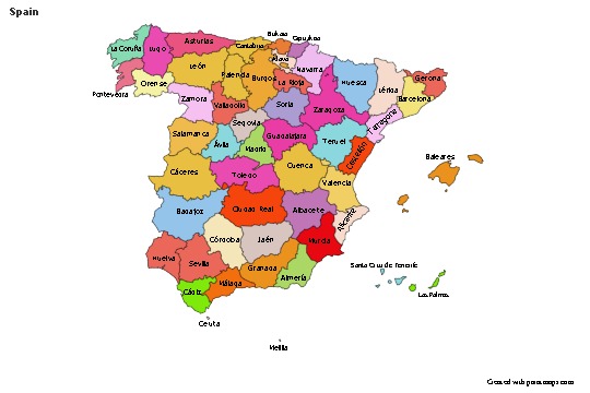 Sample Maps for Spain (colored)