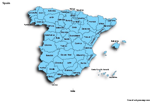Sample Maps for Spain (blue,shadowy)