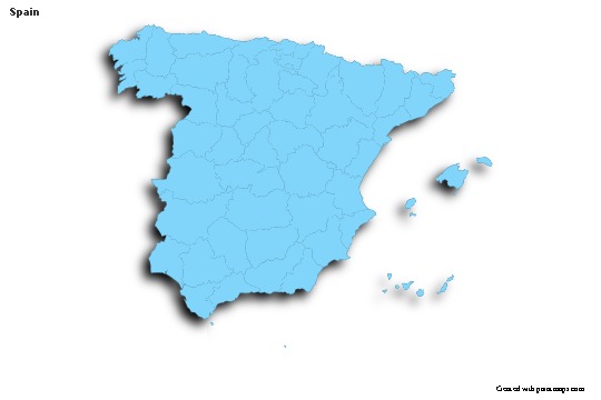 Sample Maps for Spain (blue,outline,shadowy)
