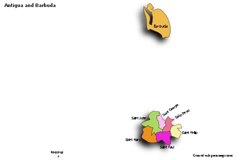 Sample Maps for Antigua and Barbuda (colored,shadowy)