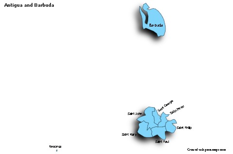 Sample Maps for Antigua and Barbuda (blue,shadowy)