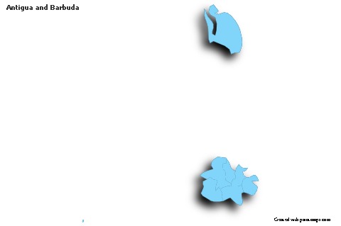 Sample Maps for Antigua and Barbuda (blue,outline,shadowy)