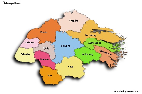 Sample Maps for Östergötland (colored,shadowy)