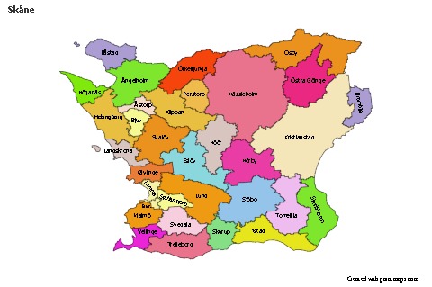 Mapas de muestra para Skåne (coloreado)