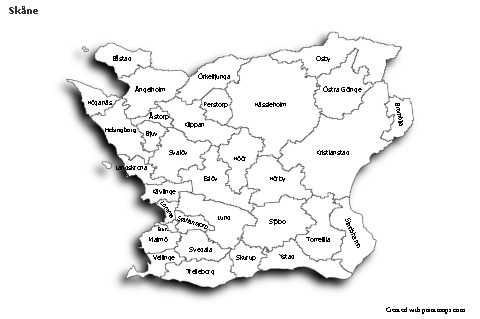 Mapas de muestra para Skåne (blanco-negro,sombrío)