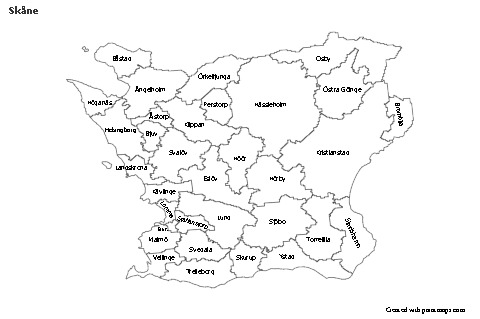 Mapas de muestra para Skåne (blanco-negro)