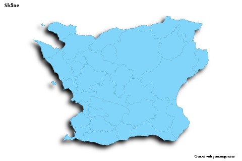 Mapas de muestra para Skåne (azul,contorno,sombrío)