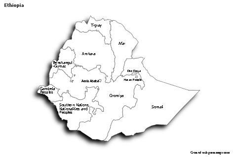 Sample Maps for Ethiopia (black-white,shadowy)