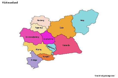 Mapas de muestra para Västmanland (coloreado)