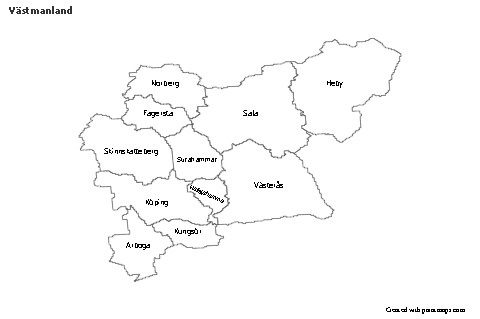Mapas de muestra para Västmanland (blanco-negro)