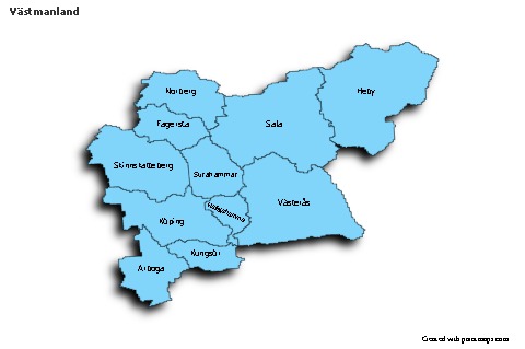Mapas de muestra para Västmanland (azul,sombrío)
