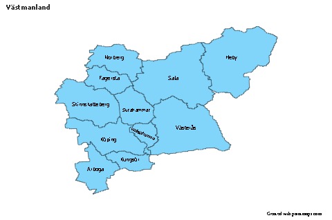 Mapas de muestra para Västmanland (azul)