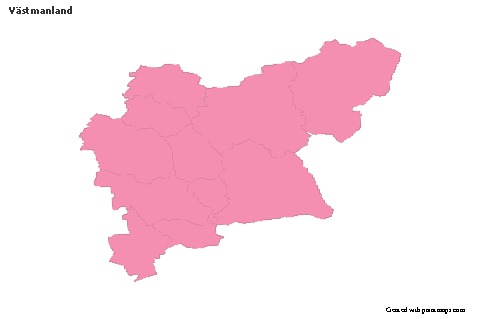 Mapas de muestra para Västmanland (rosa,contorno)