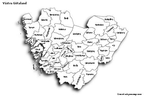 Sample Maps for Västra Götaland (black-white,shadowy)