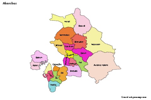 Akershus için Örnek Haritalar (renkli)