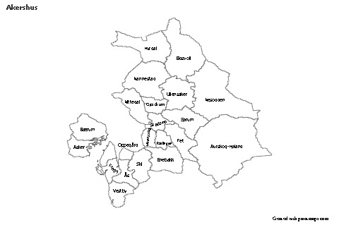 Akershus için Örnek Haritalar (siyah-beyaz)