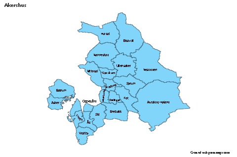 Akershus için Örnek Haritalar (mavi)
