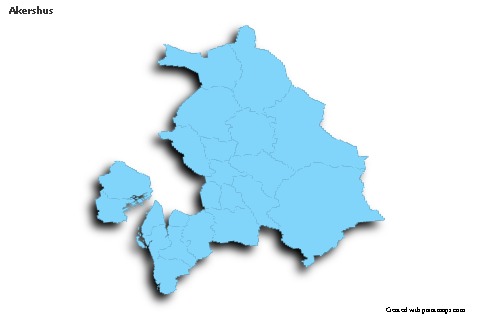 Akershus için Örnek Haritalar (mavi,anahat,gölgeli)