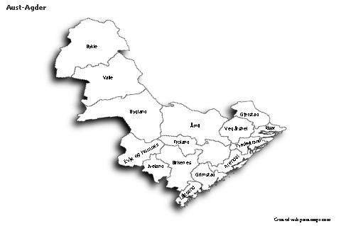 Sample Maps for Aust-Agder (black-white,shadowy)