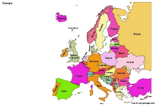 Sample Maps for Europe (colored)