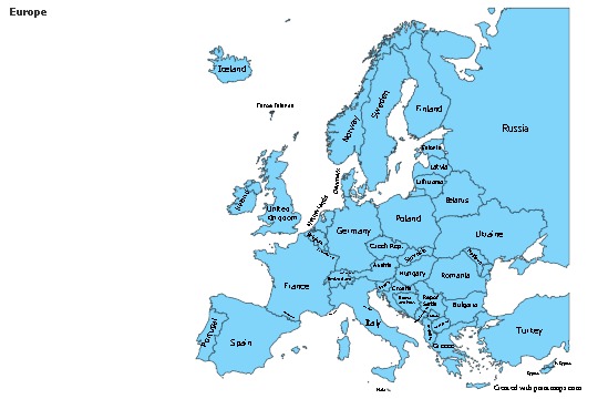 Sample Maps for Europe (blue)
