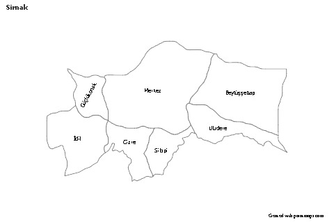 Sirnak için Örnek Haritalar (siyah-beyaz)