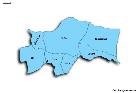 Sirnak için Örnek Haritalar (mavi,gölgeli)