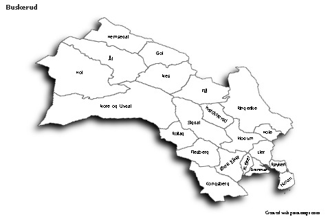 Sample Maps for Buskerud (black-white,shadowy)