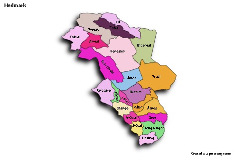 Contoh Peta untuk Hedmark (berwarna,bayangan)