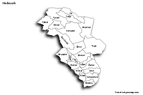 Contoh Peta untuk Hedmark (hitam-putih,bayangan)