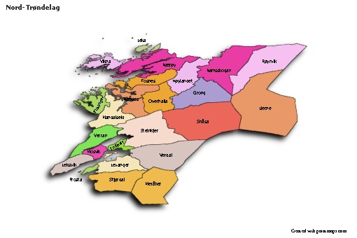 Contoh Peta untuk Nord-Trøndelag (berwarna,bayangan)