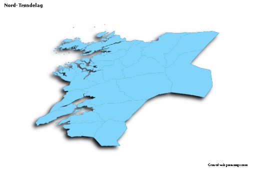 Contoh Peta untuk Nord-Trøndelag (biru,garis luar,bayangan)