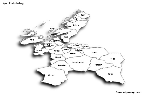 Sample Maps for Sør-Trøndelag (black-white,shadowy)