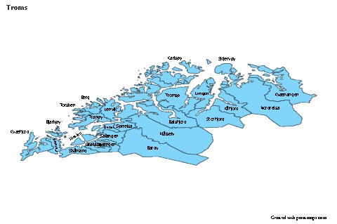 Contoh Peta untuk Troms (biru)